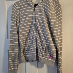 American Eagle Outfitters Gray and White Striped Hoodie